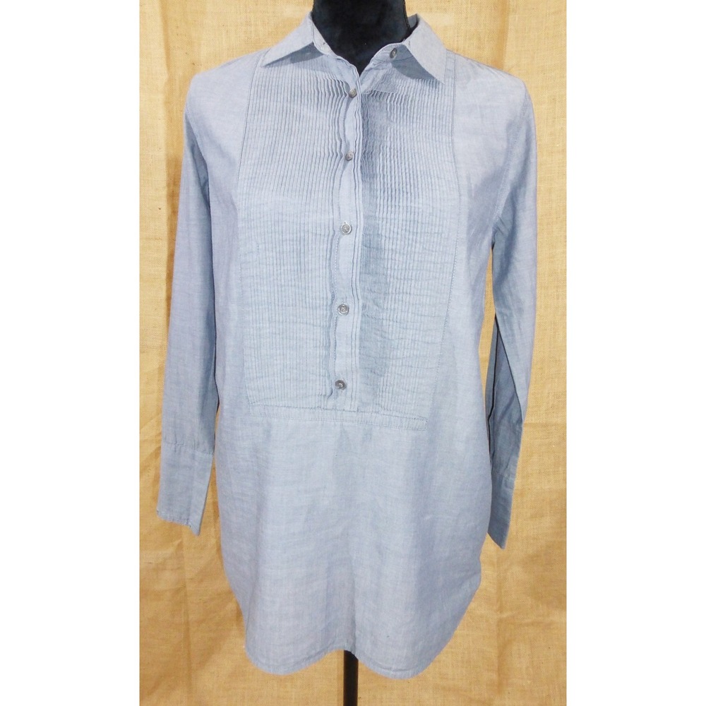 J Crew women XS blouse top shirt cotton 3/4 button front long sleeve career